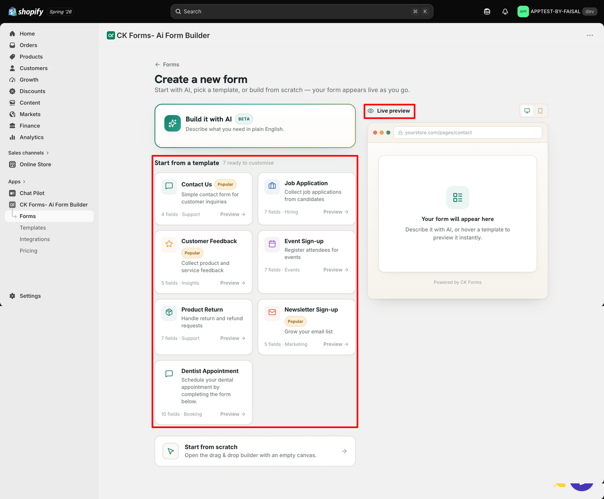 Using the Form Builder Interface