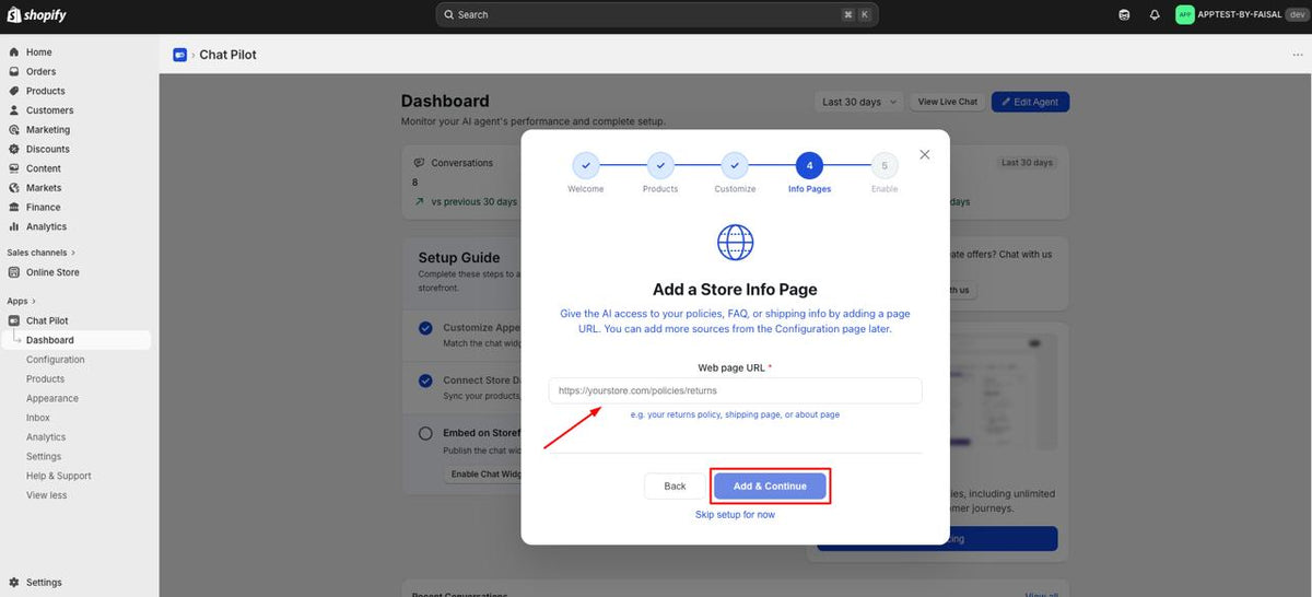 Add a Store Info Page