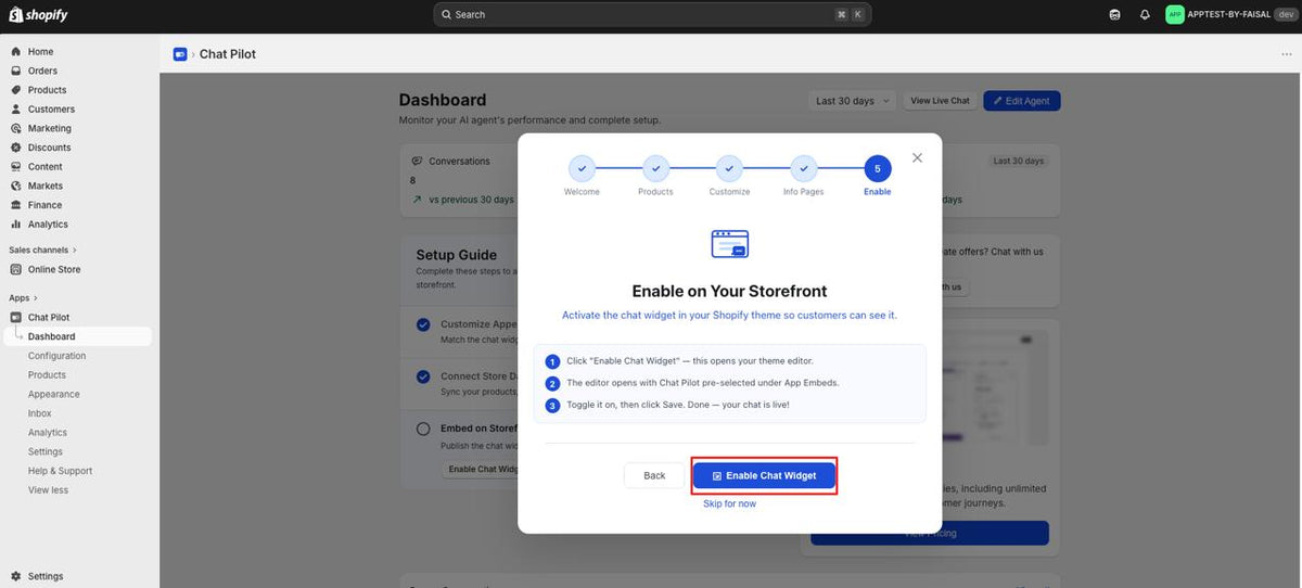 Enable on Your Storefront (Live Activation)