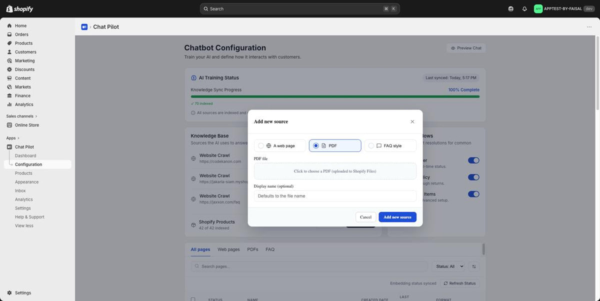 Chatbot Configuration & Training